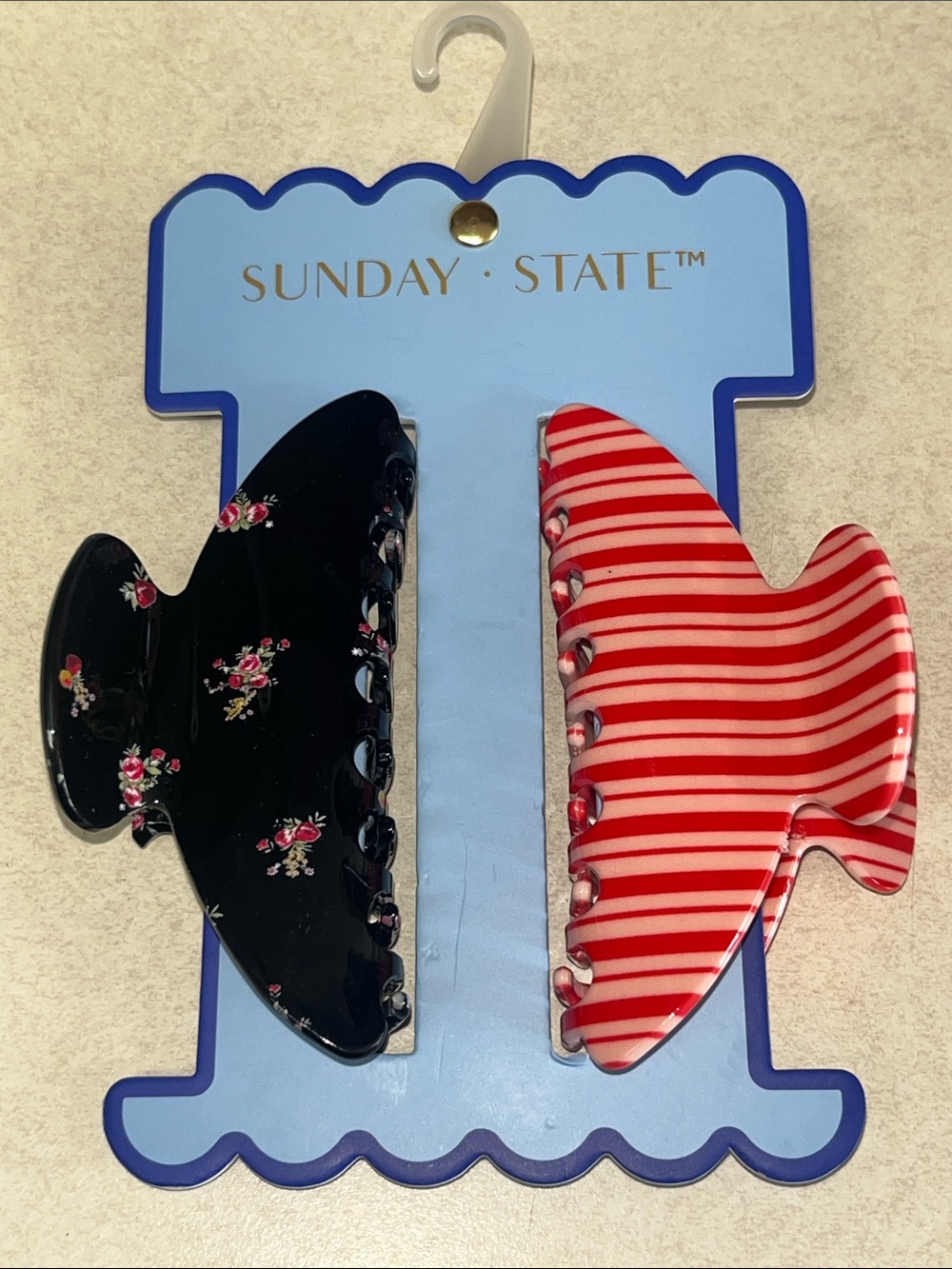 Sunday State NWT 2 Pack Floral and Stripe Hair Clips